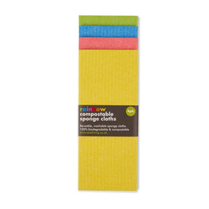 ecoLiving Rainbow Compostable Sponge Cloths (4 Pack) - ecoLiving