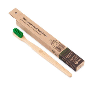 100 plant based toothbrush adult medium green