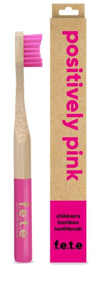 childrens bamboo toothbrush positively pink single
