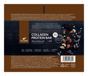 Foodin Collagen Protein Bar Almond Sea Salt With Chocolate 50g
