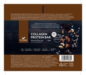 Foodin Collagen Protein Bar Almond Sea Salt With Chocolate 50g - Foodin