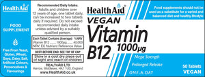 vegan vitamin b12 1000ug 50s