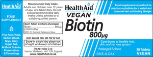 vegan biotin 800ug 30s