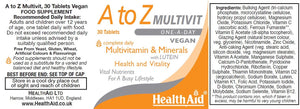 Health Aid A to Z Multivit with Lutein 30's