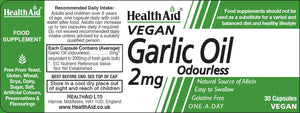 vegan garlic oil 2mg odourless 30s
