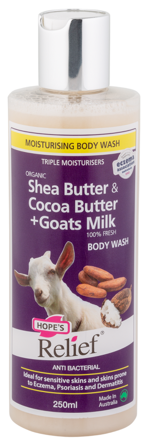 organic shea butter cocoa butter goats milk body wash 250ml