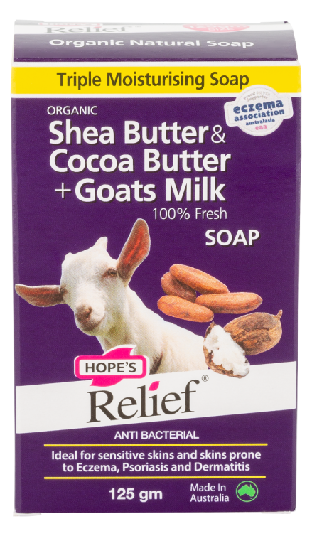 Hope's Relief Organic Shea Butter & Cocoa Butter + Goats Milk Soap 125g
