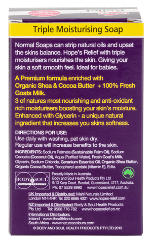 organic shea butter cocoa butter goats milk soap 125g