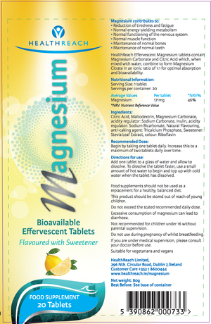 magnesium bioavailable effervescent tablets 20s