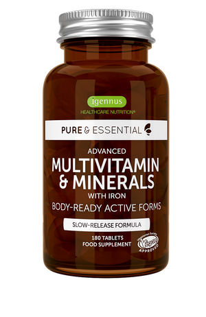 pure essential multivitamin minerals with iron 180s