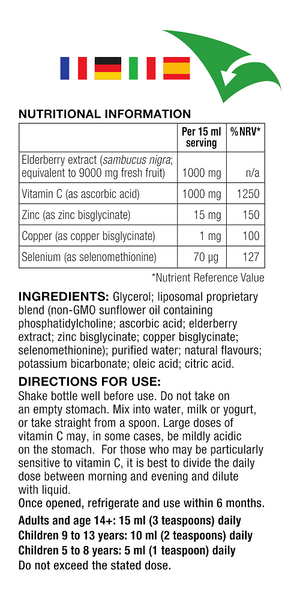 Igennus Liposomal Elderberry & Vitamin C with Zinc, Copper & Selenium 450ml