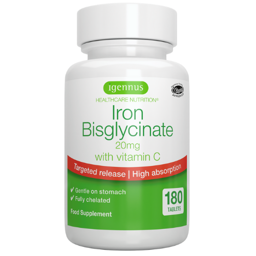 Igennus Iron Bisglycinate 20mg with Vitamin C 180s