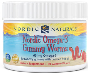 nordic omega 3 gummy worms 63mg strawberry 30 gummy worms