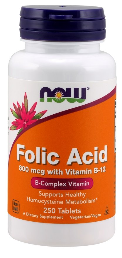 Folic Acid with Vitamin B12, 800mcg - 250 tablets