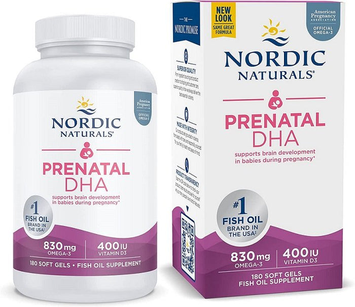 Prenatal DHA, 830mg Omega-3 + 400 IU D3 Unflavored - 180 softgels
