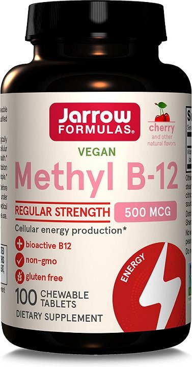 Methyl B-12, 500mcg (Cherry) - 100 vegan chewable tabs
