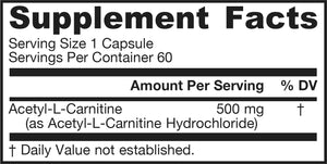 acetyl l carnitine 500mg 60s