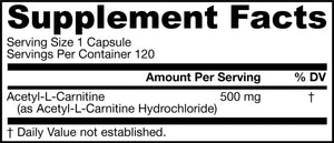 acetyl l carnitine 500mg 120s