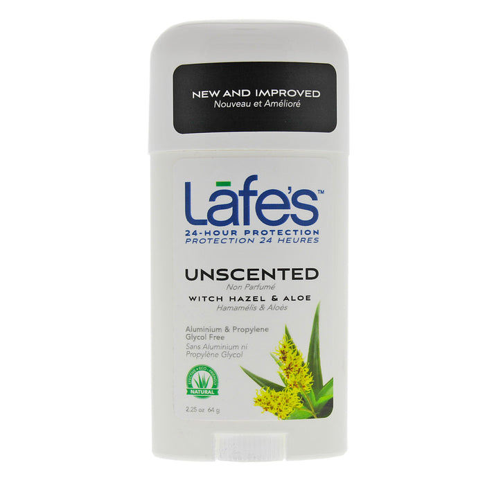 Lafe's Deodorant Stick Unscented Witch Hazel & Aloe 63g