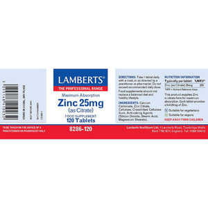 zinc 25mg as citrate 120s
