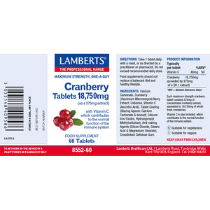 cranberry tablets 18 750mg 60s