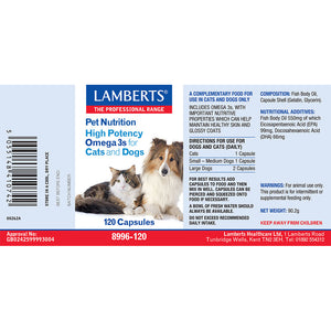 pet nutrition high potency omega 3s for dogs and cats 120s