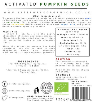Lifeforce Organics Activated Pumpkin Seeds (Organic) 125g