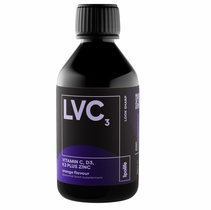 Lipolife LVC3 Vitamin C, D3, K2 Plus Zinc Orange Flavour 240ml (Liposomal)
