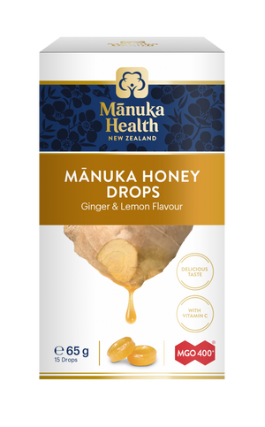 manuka honey drops ginger lemon mgo 400 65g 15s