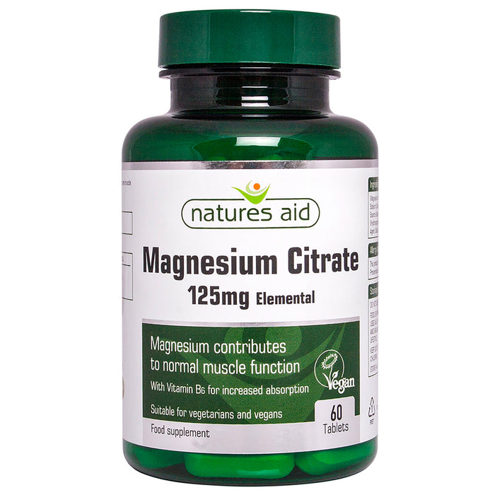 Natures Aid Magnesium Citrate 125mg (with Vitamin B6) 60's