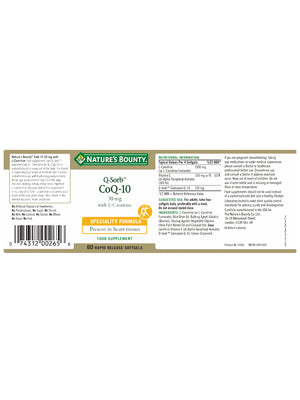 Nature's Bounty Q-Sorb CoQ-10 30mg with L-Carnitine 60's