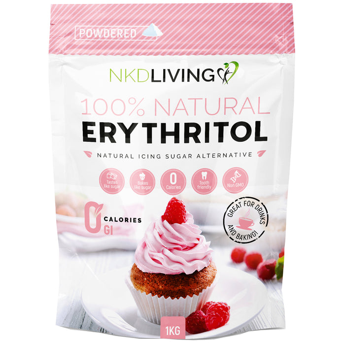 NKD LIVING 100% Natural Erythritol Natural Icing Sugar Alternative 1kg (Powdered)