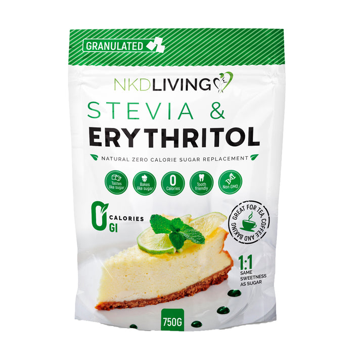 NKD LIVING Stevia & Erythritol Natural Zero Calorie Sugar Replacement 750g