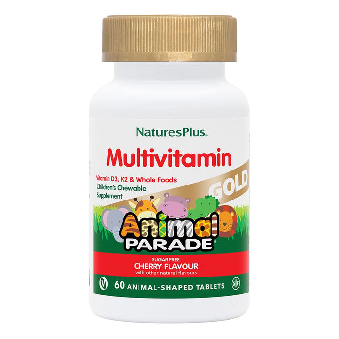NaturesPlus Animal Parade GOLD Multivitamin Sugar Free Cherry Flavour 60s