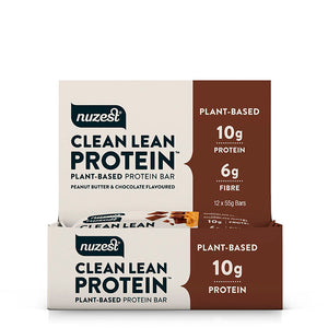 Nuzest Clean Lean Protein Plant-Based Bar Peanut Butter & Chocolate Flavour 12x55g Bars (CASE)