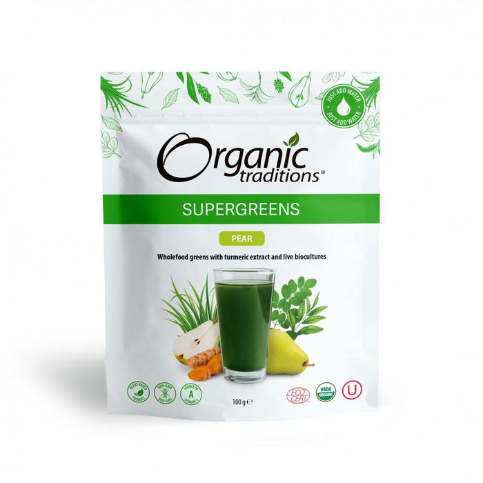 Organic Traditions SuperGreens Pear 100g