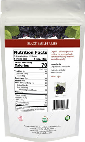 Organic Traditions Black Mulberries 100g