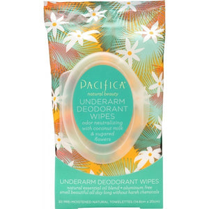 Pacifica Underarm Deodorant Wipes Coconut Milk and Sugared Flowers 30's