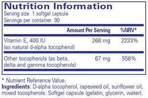 Pure Encapsulations Vitamin E (mixed tocopherols) 90's