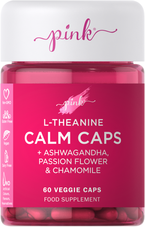 Pink Nutrition L-Theanine Calm Caps + Ashwagandha, Passion Flower & Chamomile 60's