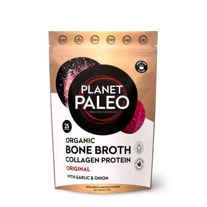 Planet Paleo Organic Bone Broth Collagen Protein Original with Garlic & Onion 225g