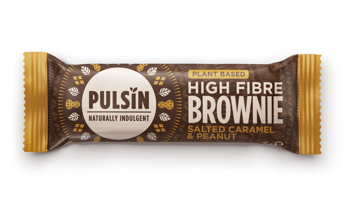 Pulsin Plant Based High Fibre Brownie Salted Caramel & Peanut 35g BAR
