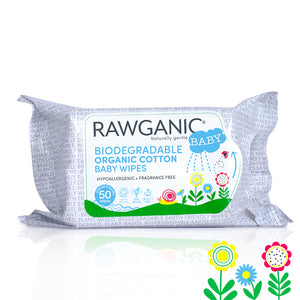 Rawganic Organic Cotton Baby Wipes 50s