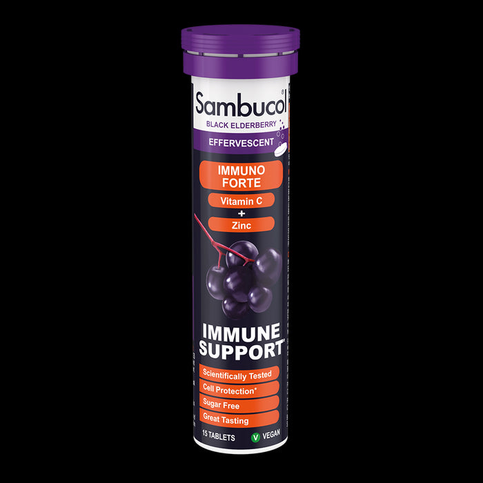 Sambucol Immuno Forte Vitamin C + Zinc Immune Support Effervescent 15 Tablets