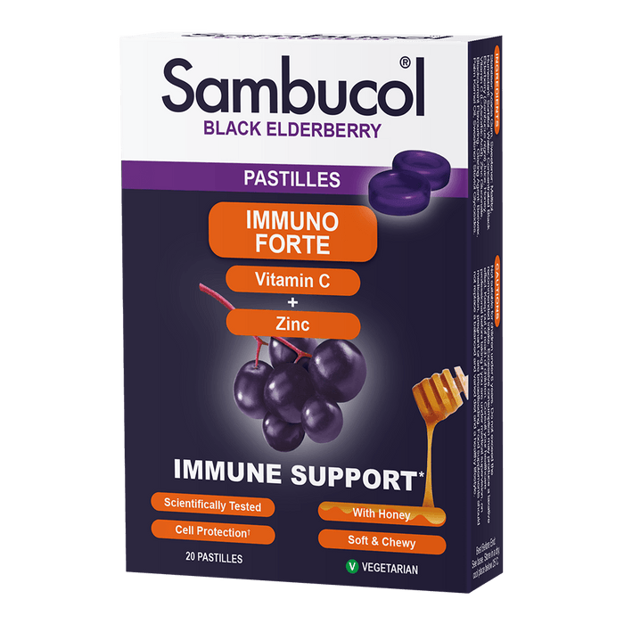 Sambucol Immuno Forte Vitamin C + Zinc Immune Support Pastilles 20's