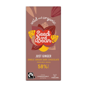 Seed & Bean Just Ginger Dark Chocolate (58% Cocoa) 75g