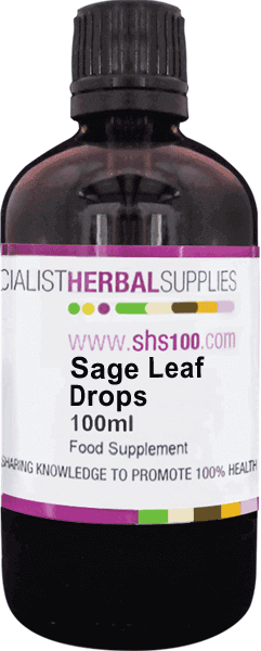 Specialist Herbal Supplies (SHS) Sage Leaf Drops 100ml (Formerly Red Sage)