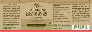 Solgar L-Arginine L-Ornithine 500/250mg 50's