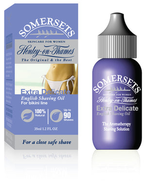 extra delicate english shaving oil for bikini line purple packaging 35ml
