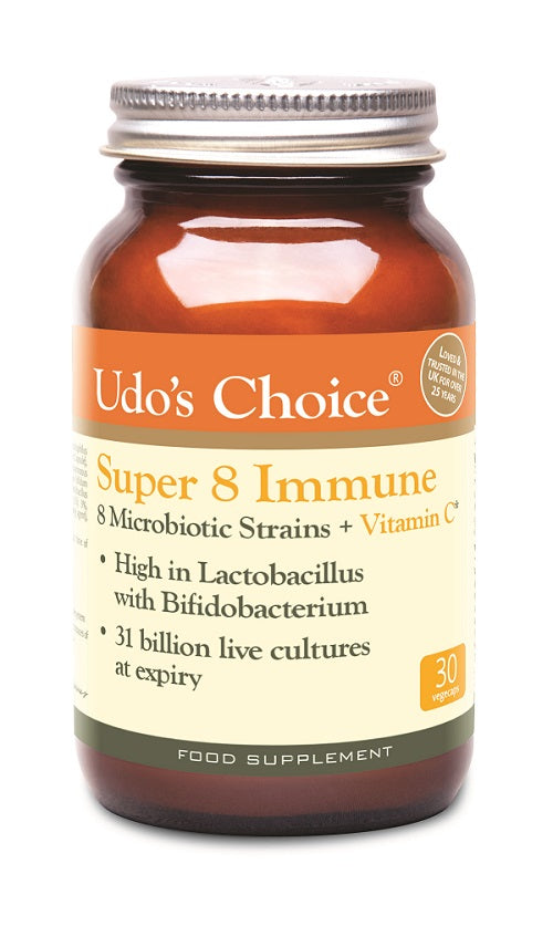 Udo's Choice Super 8 Immune 8 Microbiotic Strains + Vitamin C 30's